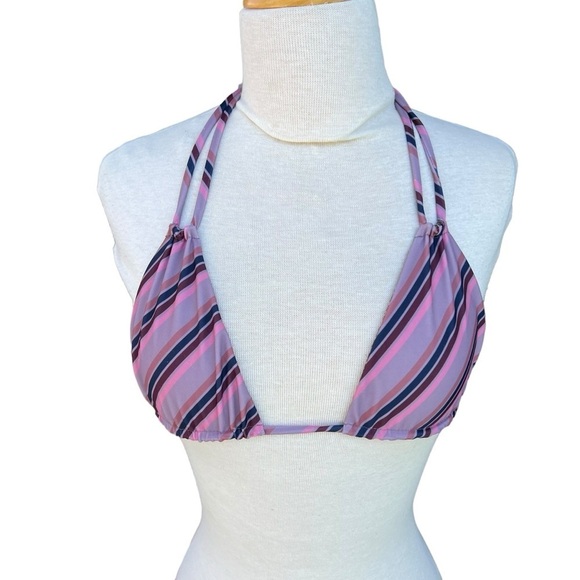 Acacia Swimwear Cannons Triangle Bikini Top That 70s Retro Stripe Fringe Large - Picture 1 of 10